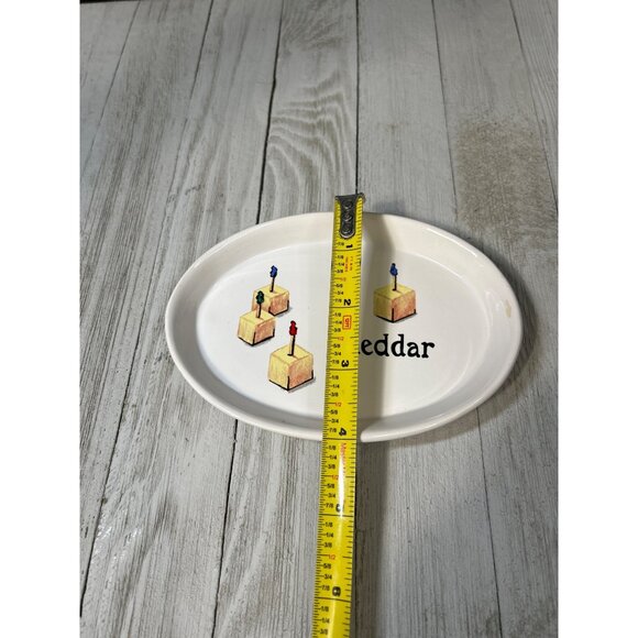 Cheddar & Swiss Cheese Appetizers Plates Oval White - Set Of 2 - Picture 7 of 9